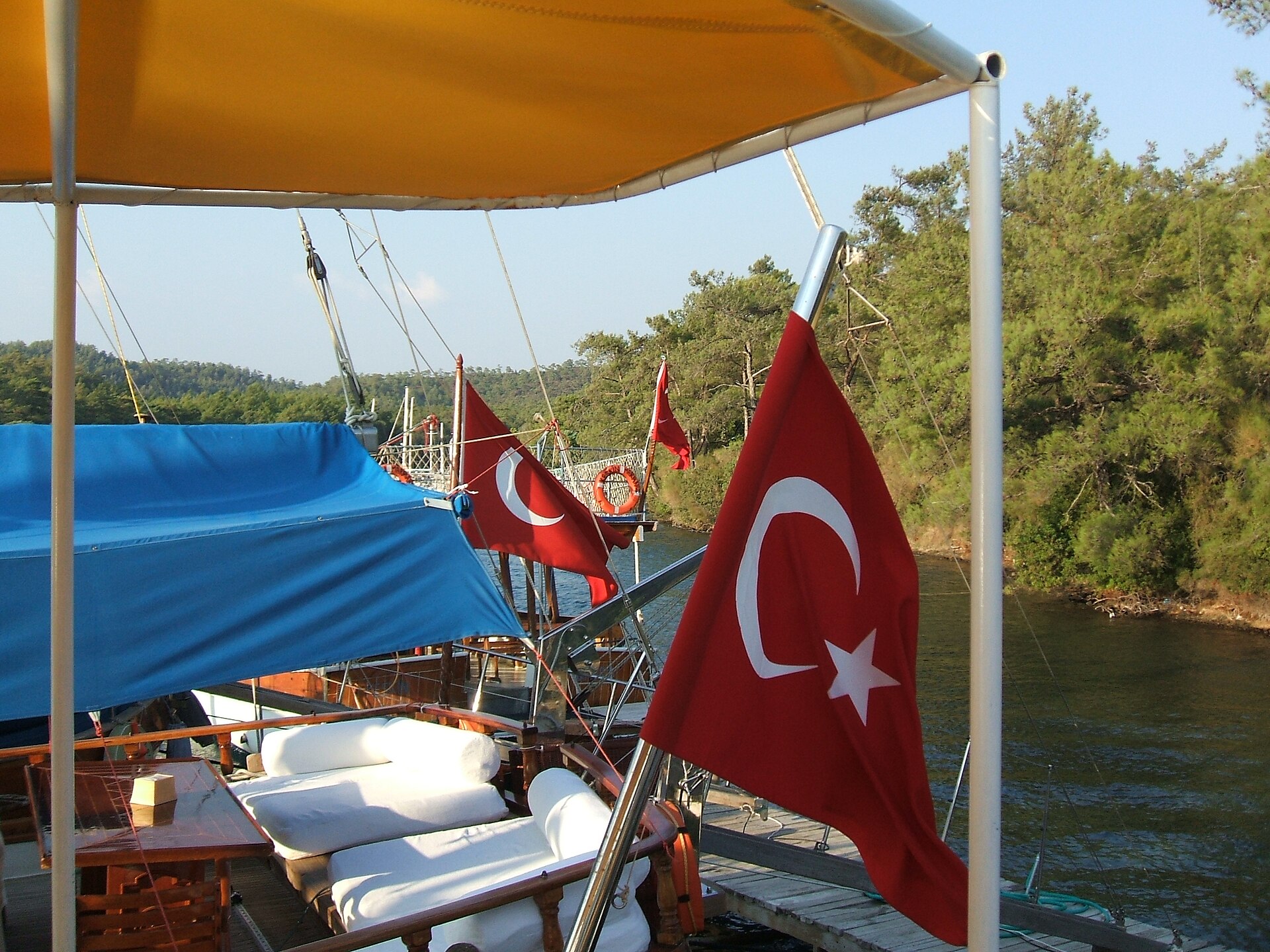 Traditional Turkish gulet sailing on the Aegean